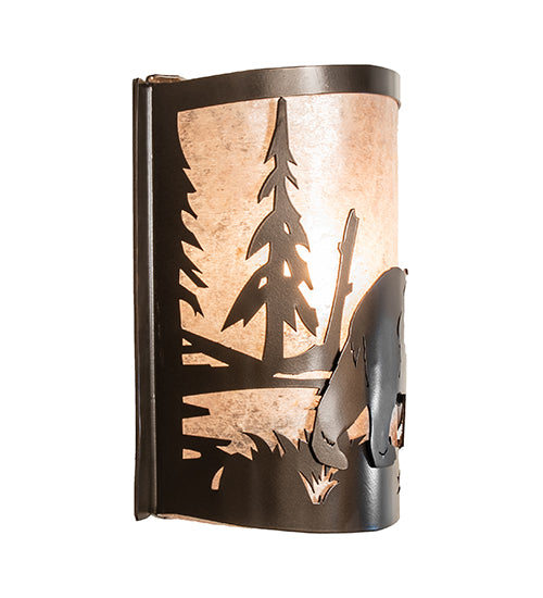 12" Wide Bear At Lake Right Wall Sconce