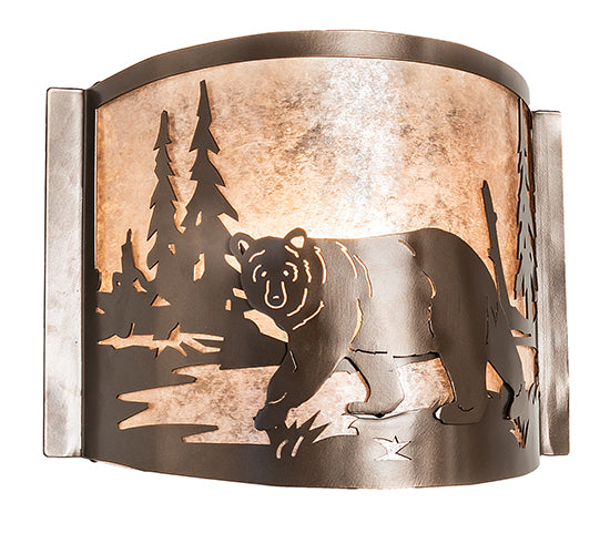 12" Wide Bear At Lake Left Wall Sconce