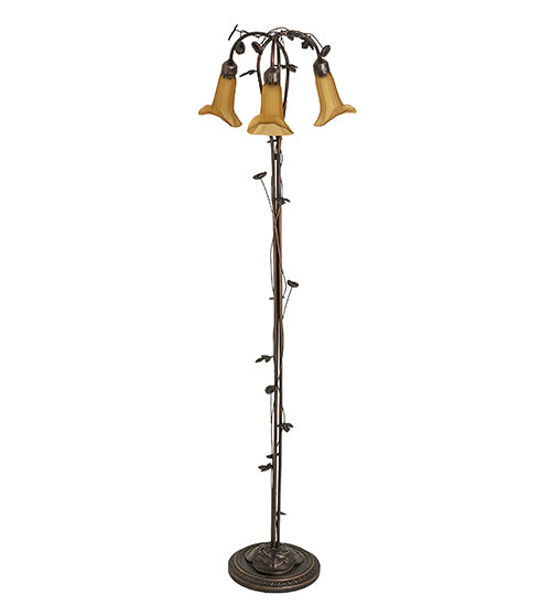 58" High Amber Tiffany Pond Lily 3 Light Floor Lamp