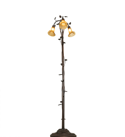 58" High Amber Tiffany Pond Lily 3 Light Floor Lamp