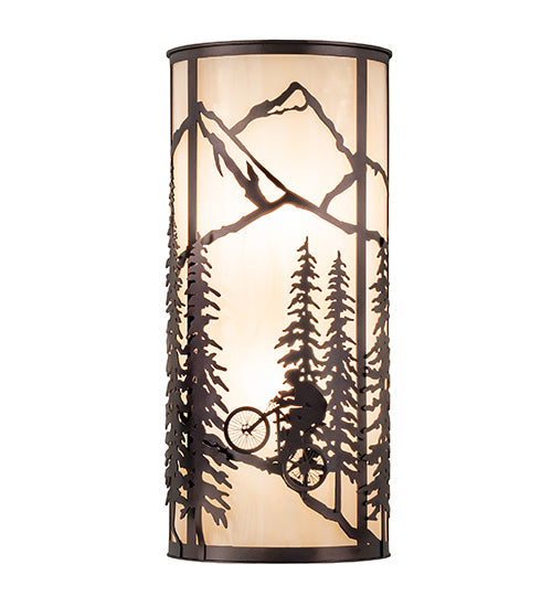 8" Wide Tall Pines Mountain Biker Wall Sconce