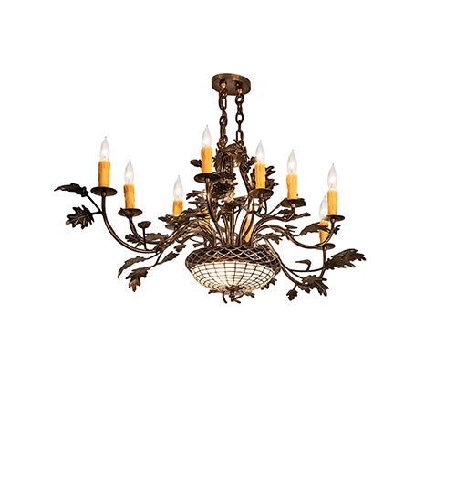 48" Long Greenbriar Oak 10 Light Chandelier