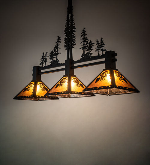 45" Long Winter Pine Tall Pines 3 Light Island Pendant