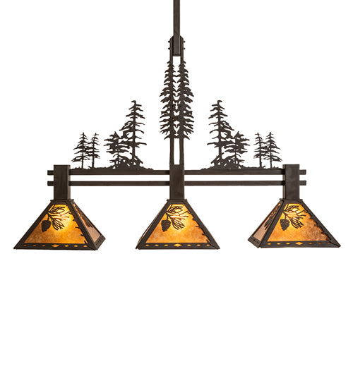 45" Long Winter Pine Tall Pines 3 Light Island Pendant