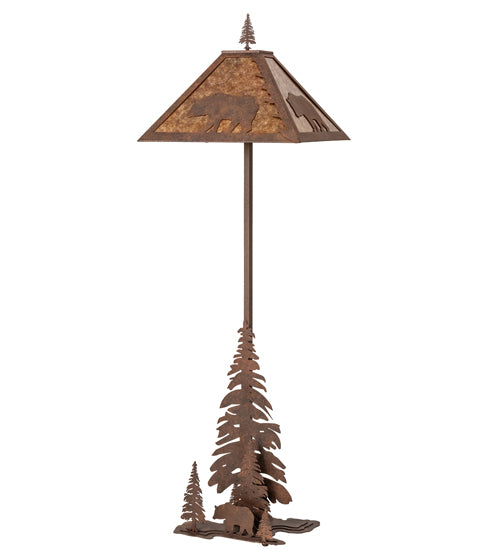 77" High Lone Bear W/Lighted Base Floor Lamp