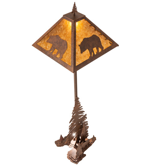 77" High Lone Bear W/Lighted Base Floor Lamp