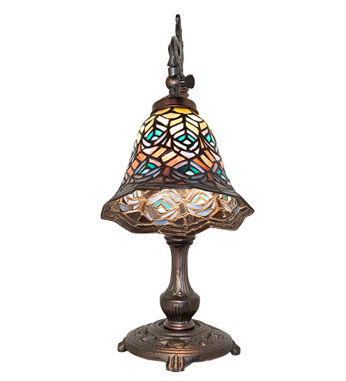 20" High Tiffany Peacock Feather Bridge Arm Table Lamp