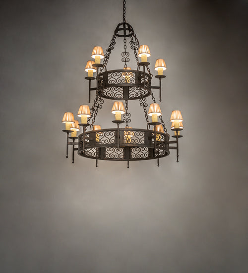 48" Wide Toscano 15 Light Two Tier Chandelier