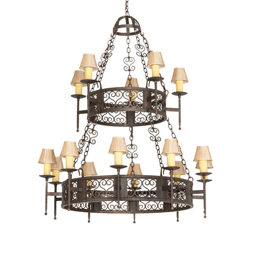 48" Wide Toscano 15 Light Two Tier Chandelier