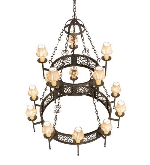 48" Wide Toscano 15 Light Two Tier Chandelier