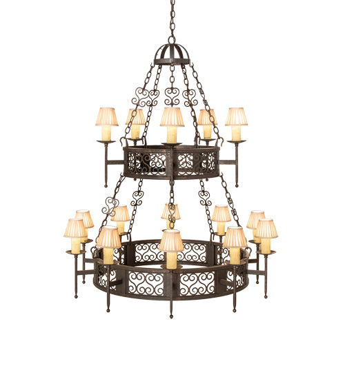 48" Wide Toscano 15 Light Two Tier Chandelier