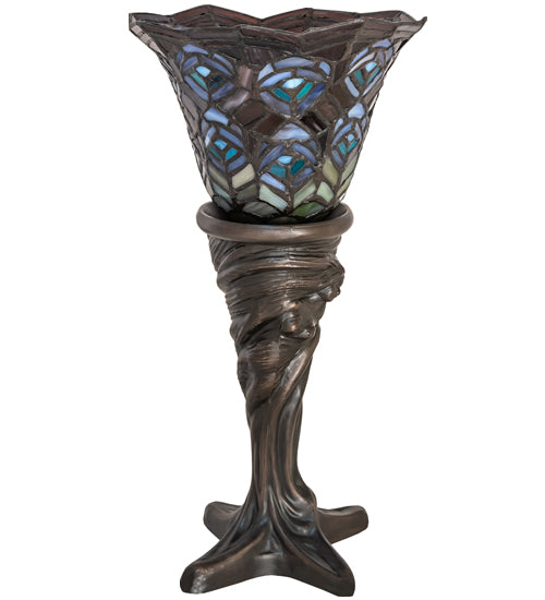 16" High Tiffany Peacock Feather Mini Lamp