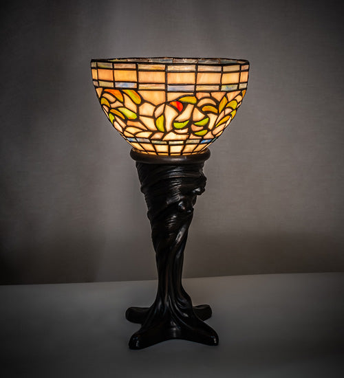 15" High Tiffany Turning Leaf Mini Lamp