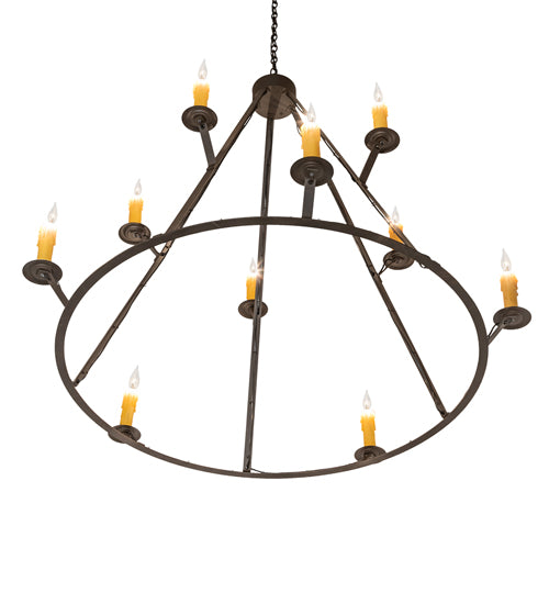 54" Wide Anthracite 10 Light Chandelier