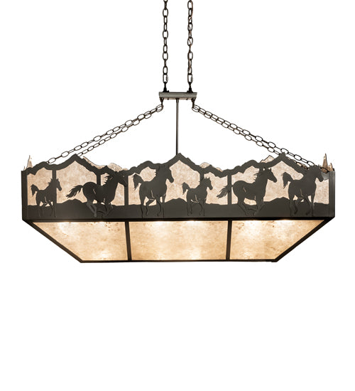 54" Long Running Horses Oblong Inverted Pendant