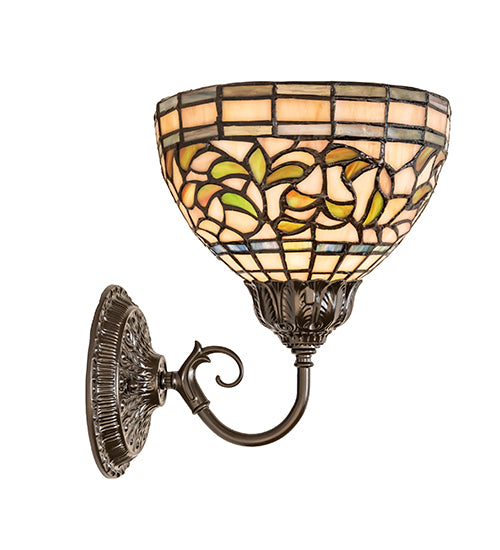 8" Wide Tiffany Turning Leaf Wall Sconce