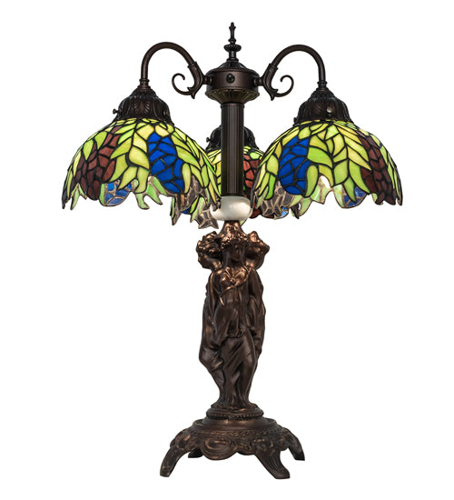 23" High Tiffany Honey Locust 3 Light Table Lamp