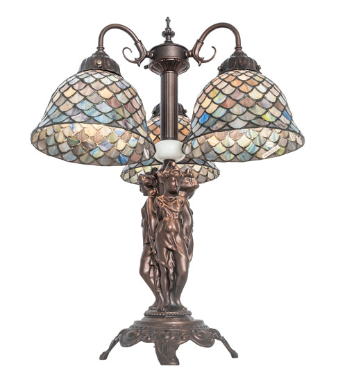 23" High Tiffany Fishscale 3 Light Table Lamp