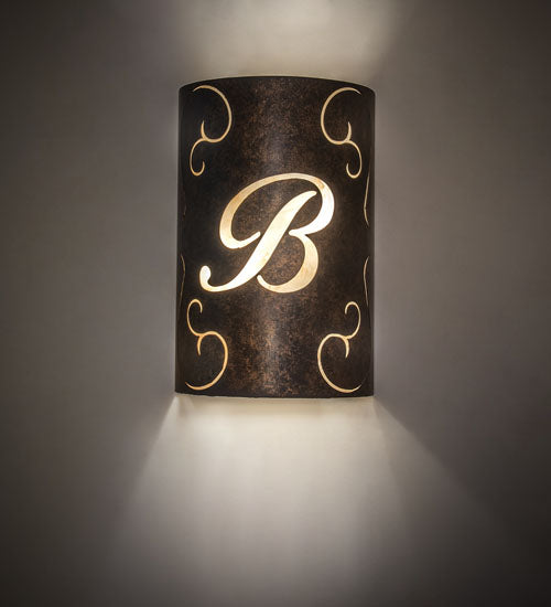 10" Wide Personalized B Monogram Wall Sconce