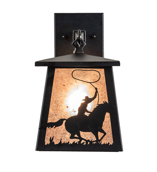 7" Wide Cowboy & Steer Hanging Wall Sconce