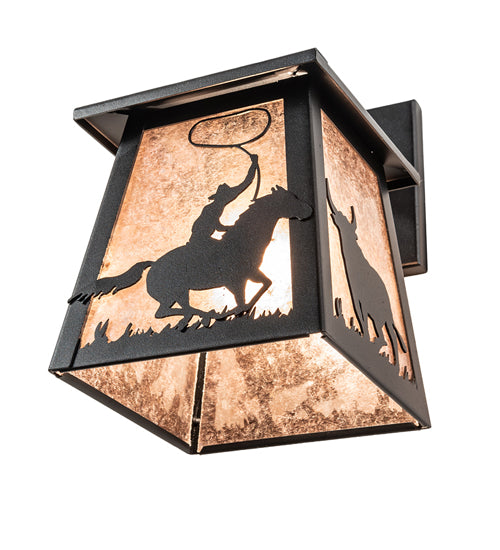 7" Wide Cowboy & Steer Hanging Wall Sconce