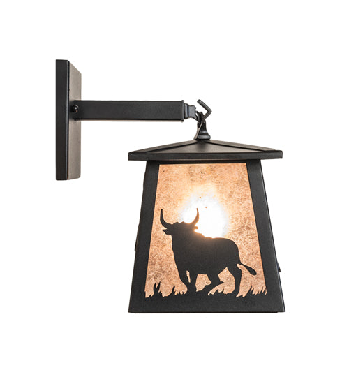 7" Wide Cowboy & Steer Hanging Wall Sconce