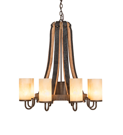 30" Wide Barrel Stave Madera 8 Light Chandelier