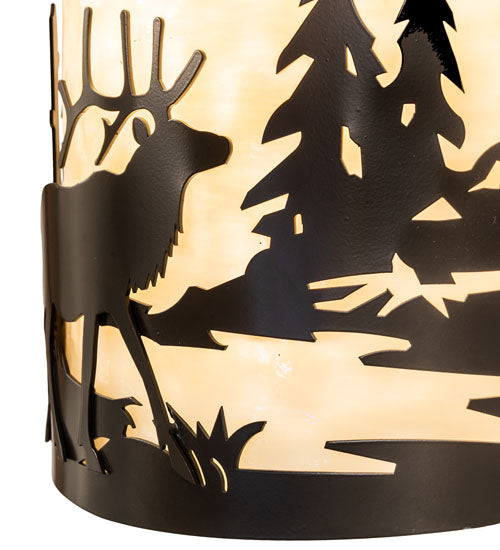 12" Wide Elk At Lake Wall Sconce