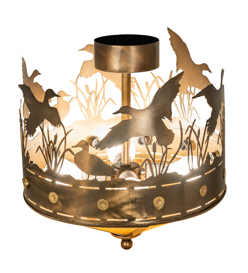 16" Wide Ducks In Flight Flushmount