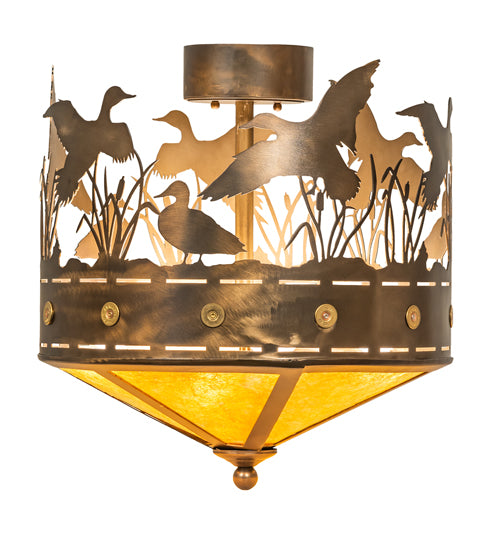 16" Wide Ducks In Flight Flushmount