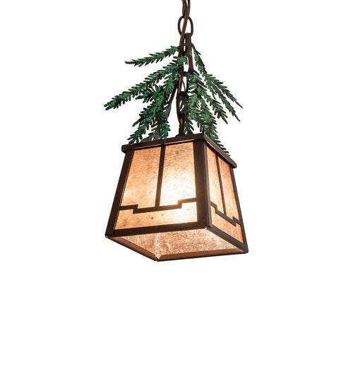 5.5" Square Pine Branch Mini Pendant