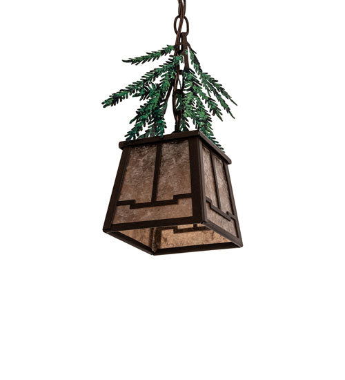 5.5" Square Pine Branch Mini Pendant