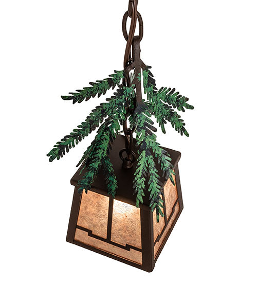 5.5" Square Pine Branch Mini Pendant