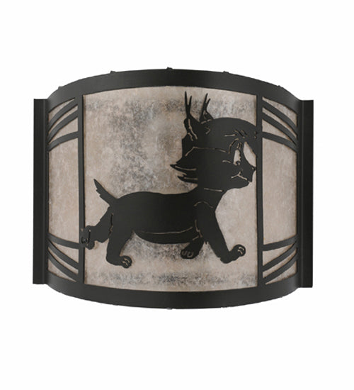 12" Wide Lynx On The Loose Right Wall Sconce