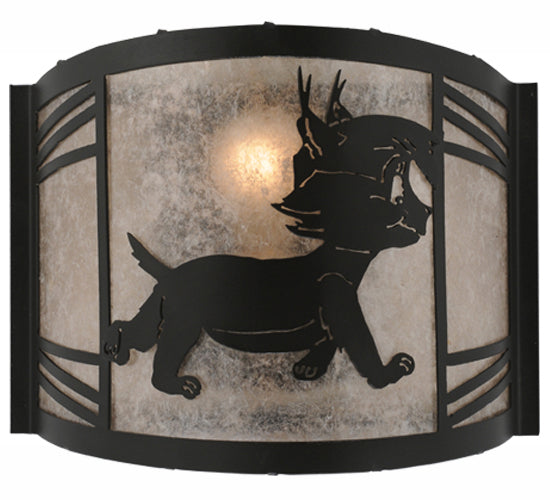 12" Wide Lynx On The Loose Right Wall Sconce