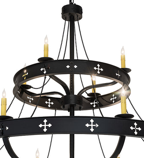 60" Wide Byzantine 12 Light Two Tier Chandelier