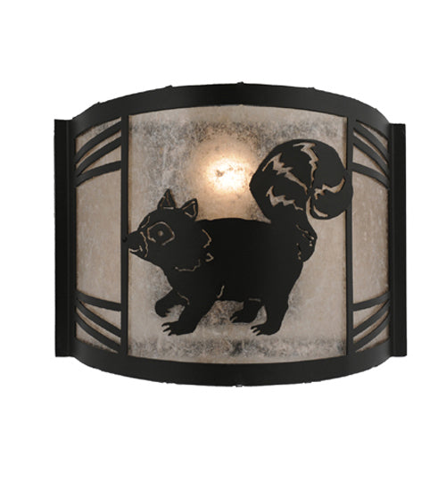 12" Wide Raccoon On The Loose Left Wall Sconce