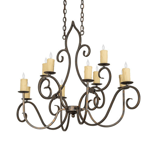 48" Long Clifton 10 Light Oblong Chandelier