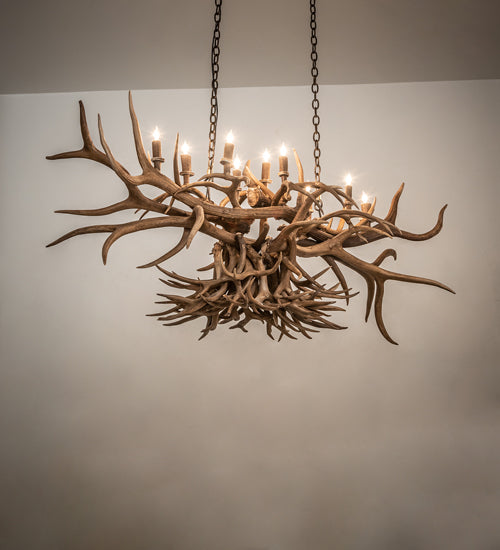 50" Long Antlers 10 Light Oblong Chandelier