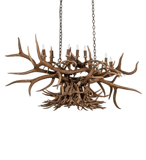 50" Long Antlers 10 Light Oblong Chandelier