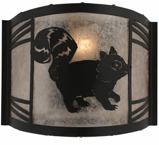 12" Wide Raccoon On The Loose Right Wall Sconce