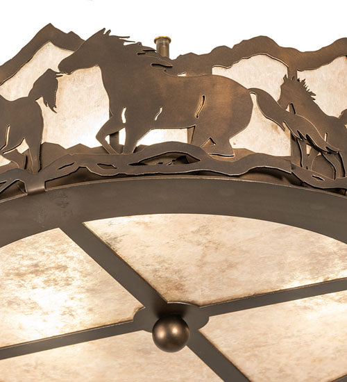 16" Wide Running Horses Fan Light