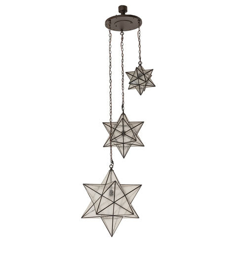 36" Wide Moravian Star 3 Light Cascading Pendant