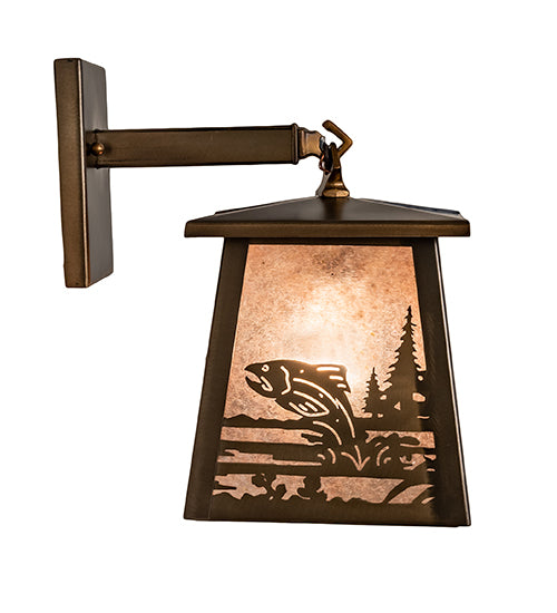 7" Wide Fly Fisherman Hanging Wall Sconce