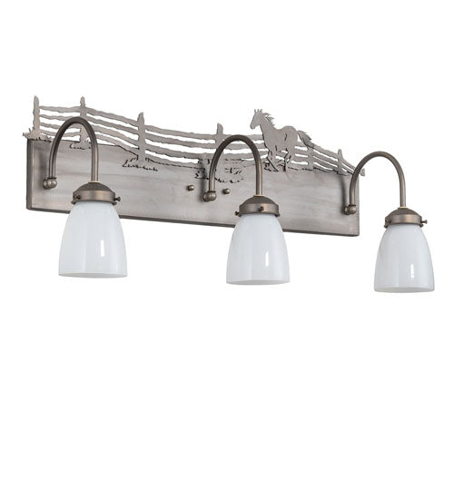 27" Wide Running Horses 3 Light Vanity Light