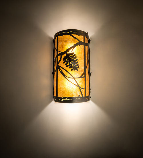 8" Wide Whispering Pines Left Wall Sconce