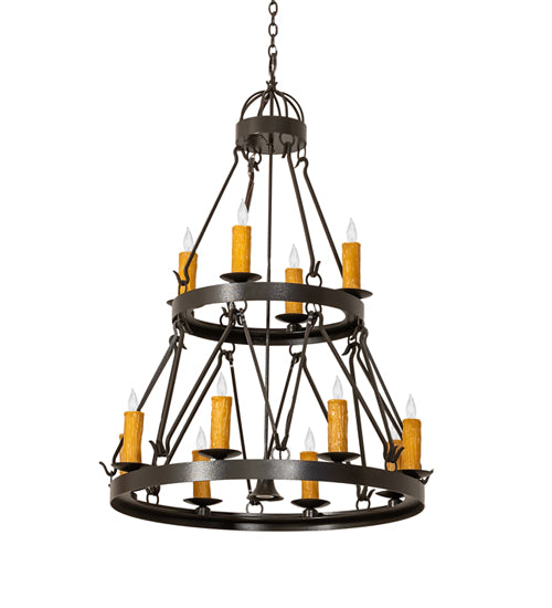 36" Wide Lakeshore 12 Light Two Tier Chandelier