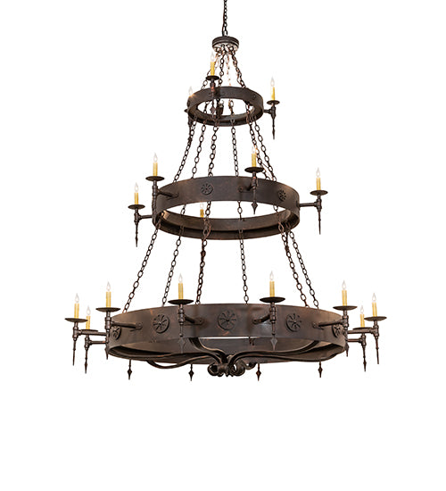 72" Wide Warwick 21 Light Three Tier Chandelier