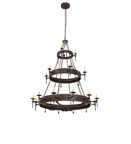 72" Wide Warwick 21 Light Three Tier Chandelier