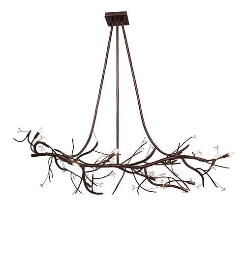 60" Long Winter Solstice 11 Light Oblong Chandelier